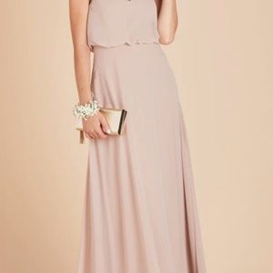 Gwennie Birdy Grey Dress Taupe with Slit- Bridesmaids Dress